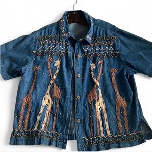 Giraffe Denim Button-Up